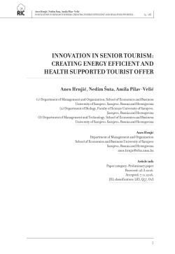 INNOVATION IN SENIOR TOURISM: CREATING ENERGY