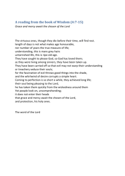 A reading from the book of Wisdom (4:7-15)