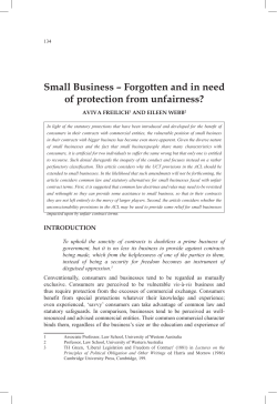 Small Business &ndash; Forgotten and in need of protection from