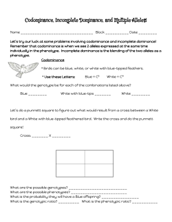 Codominance, Incomplete Dominance, and Multiple Alleles!