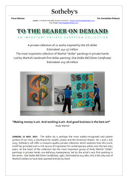 A private collection of 21 works inspired by the US dollar Estimated