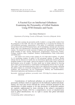 A faceted eye on intellectual giftedness: Examining the personality