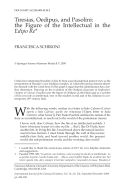 Tiresias, Oedipus, and Pasolini: the Figure of the Intellectual in the