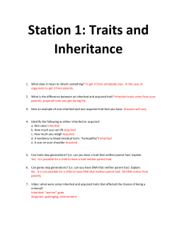Station 1: Traits and Inheritance