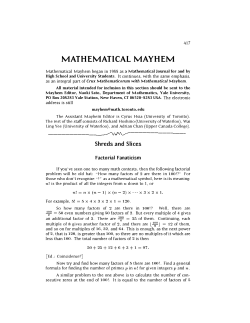 MATHEMATICAL MAYHEM
