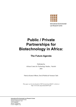 Public / Private Partnerships for Biotechnology in Africa: The Future