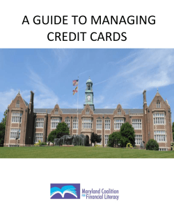 a guide to managing credit cards - Maryland Coalition for Financial