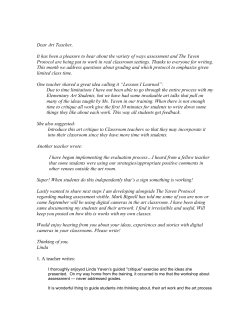 Dear Art Teacher, It has been a pleasure to hear about the variety of