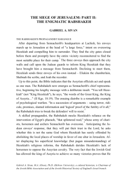 the enigmatic rabshakeh - Jewish Bible Quarterly