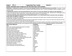 3 weeks Quarter 2 Cluster: Understand ratio concepts and use ratio