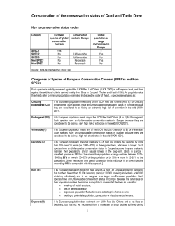 Conservation Status of Turtle Dove and Quail 2015