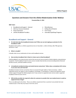 Questions and Answers from the Lifeline Modernization