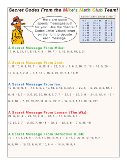 Secret Codes From the Mike`s Math Club Team! Secret Codes From