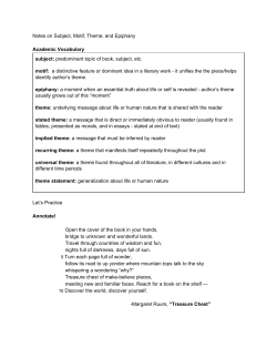 Notes on Subject, Motif, Theme, and Epiphany Academic