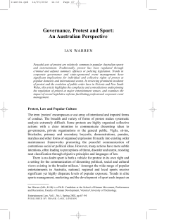 Governance, Protest and Sport - The Entertainment and Sports Law
