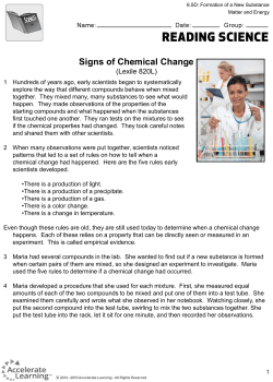 Signs of Chemical Change