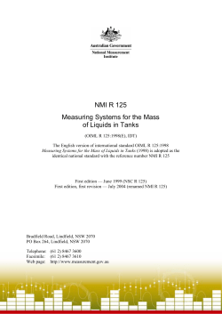 NMI R 125 Measuring Systems for the Mass of Liquids in Tanks