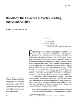 Monotony, the Churches of Poetry Reading, and Sound Studies