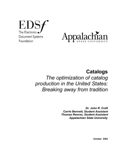 Catalogs The optimization of catalog production in the United States