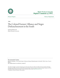 The Colored Farmers` Alliance and Negro Disfranchisement in the