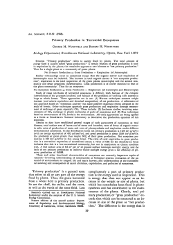 Primary Production in Terrestrial Ecosystems Biology Department