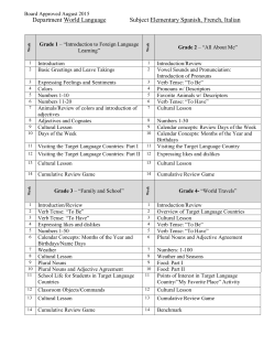 Department World Language Subject Elementary Spanish, French