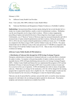 Naloxone Distribution and Overdose Reporting Advisory