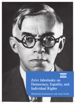 Ze`ev Jabotinsky on Democracy, Equality, and Individual Rights