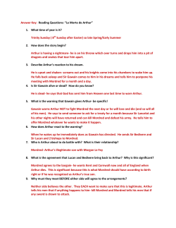 Answer Key: Reading Questions: &ldquo;Le Morte de Arthur&rdquo;
