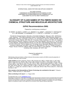 glossary of class names of polymers based on chemical structure