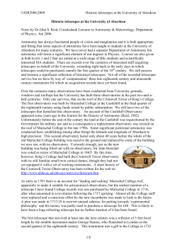 Historic telescopes at the University of Aberdeen