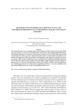 Determinants Of Dominance, Resting Place And Neighbour