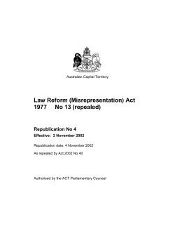 Law Reform (Misrepresentation) Act 1977 No 13 (repealed)