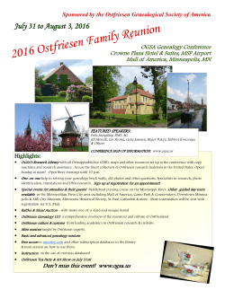 2016 Ostfriesen Family Reunion - Ostfriesen Genealogical Society