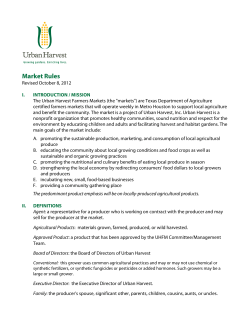 Market Rules - Urban Harvest