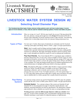LIVESTOCK WATER SYSTEM DESIGN #2 Selecting Small