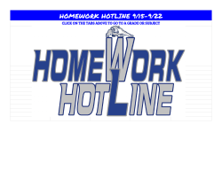 HOMEWORK HOTLINE 9/15-9/22