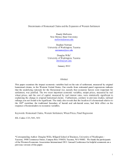 Determinants of Homestead Claims and the Expansion of Western