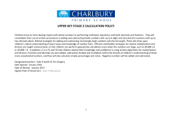 UPPER KEY STAGE 2 CALCULATION POLICY