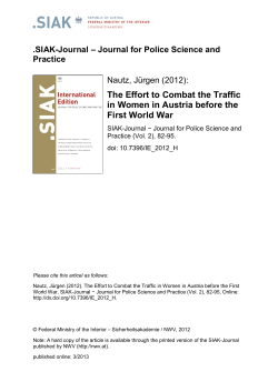The Effort to Combat the Traffic in Women in Austria before the First