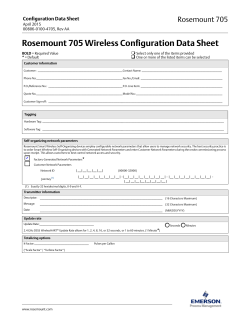 Configuration Data Sheet: Rosemount 705 Wireless