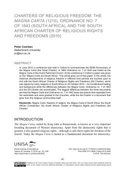 CHArTErS Of rElIgIOuS frEEDOm: THE MAgnA CArTA (1215