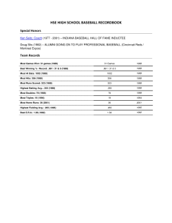 HSE HIGH SCHOOL BASEBALL RECORDBOOK