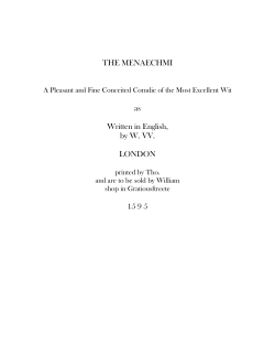 THE MENAECHMI as Written in English, by W. VV. LONDON 15 9 5