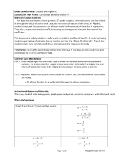 Correlation and Line of Best Fit