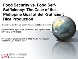Food Security vs. Food Self- Sufficiency