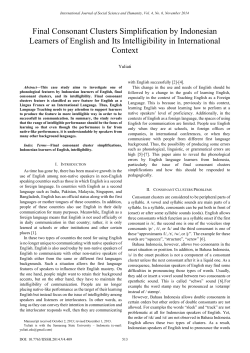 Final Consonant Clusters Simplification by Indonesian