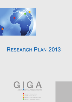 ReseaRcH PlaN 2013 - GIGA | German Institute of Global and Area