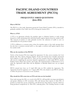 PACIFIC ISLAND COUNTRIES TRADE AGREEMENT (PICTA)