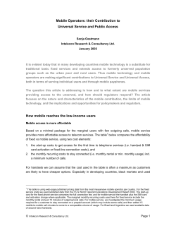 Mobile Operators: their Contribution to Universal Service